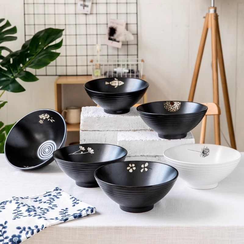 Tazón de ramen japonés a la parrilla con flores de cerezo Tazón de sopa de cerámica Tazón de fideos de carne doméstica grande Tazón de Douli especial Exportación transfronteriza