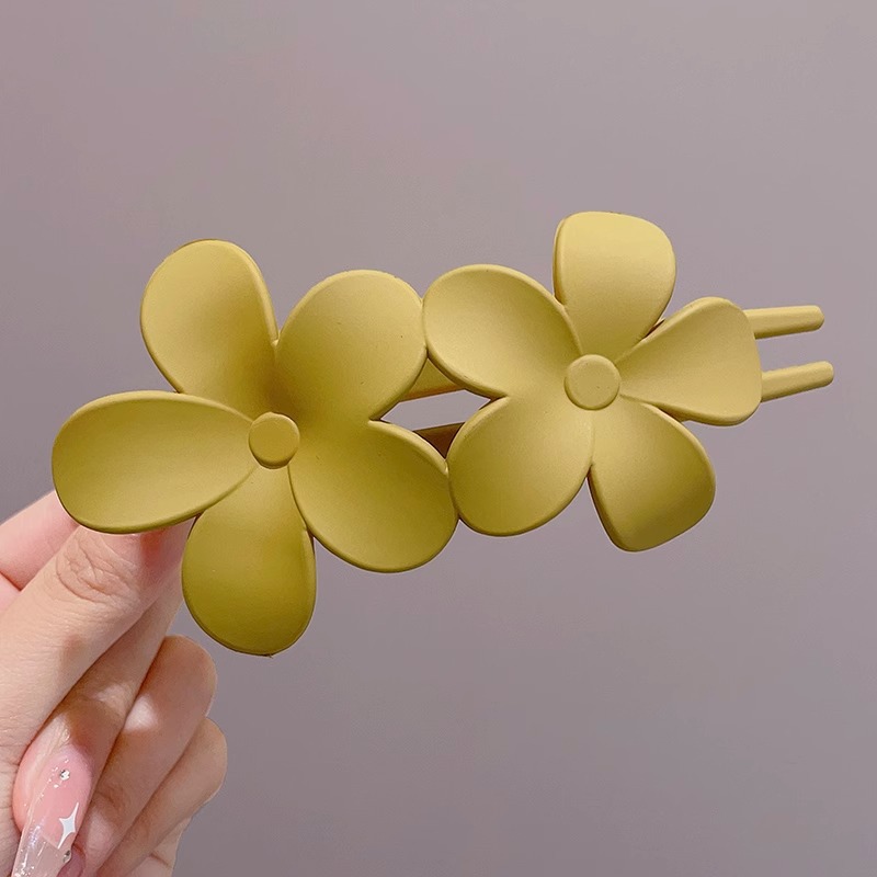 Clip de cabello de textura esmeriada flores de mujer boca de pato cabeza de grano de alto nivel clip de cabello de cabello