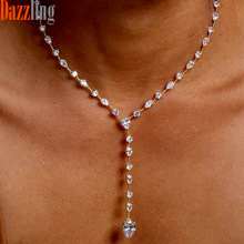 速卖通欧美时尚气质水滴锆石项链颈链女款百搭饰品厂家直销现货