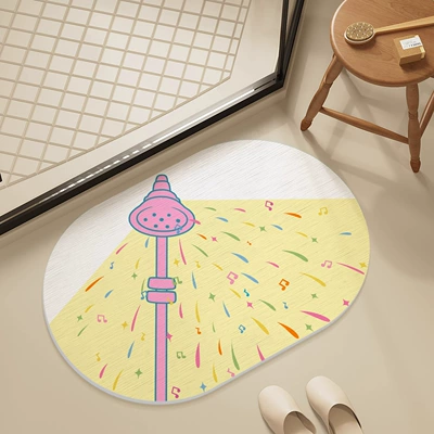 Door Absorbent Quick-Drying Carpet Bathroom – Avtomobil döşəmə paspasları - shower-note-c-style-oval-white-background-396009cm