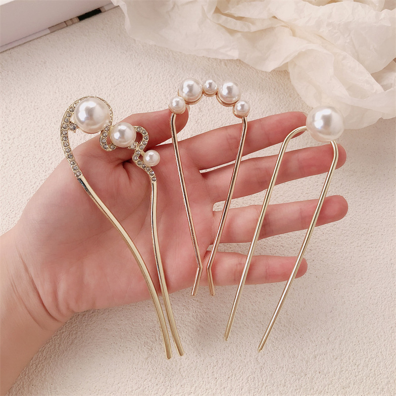 Perla de alta sensación en forma de pellizco en forma de U bola de cabeza fijación de artefactos de cabello pinzas de cabello pinzas de cabello joyas de cabello pinzas de cabello