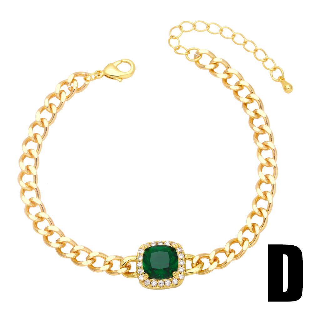 Retro Heart-Shaped Crown Copper 18K Gold-plated Inlaid Zircon Bracelet