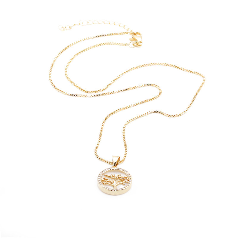 Fashion pearl zircon tree of life pendant necklace