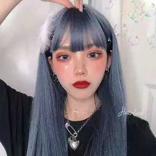 梦菲假发套女全头逼真整顶长发全头套长直发齐刘海cosplay全套头
