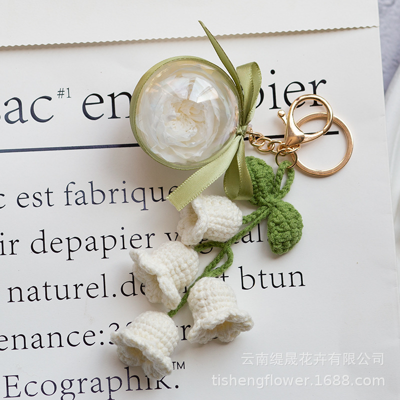Llavero de flor eterna al por mayor colgante terminado ramo de flores secas Caja de regalo de San Valentín regalo de mano de novias regalo de bendición