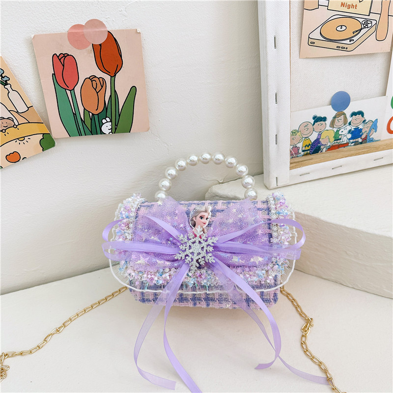 2024 nuevo bolso de moda para niños princesa perla bolso de cambio de mano cadena de chicas bolso de hombro