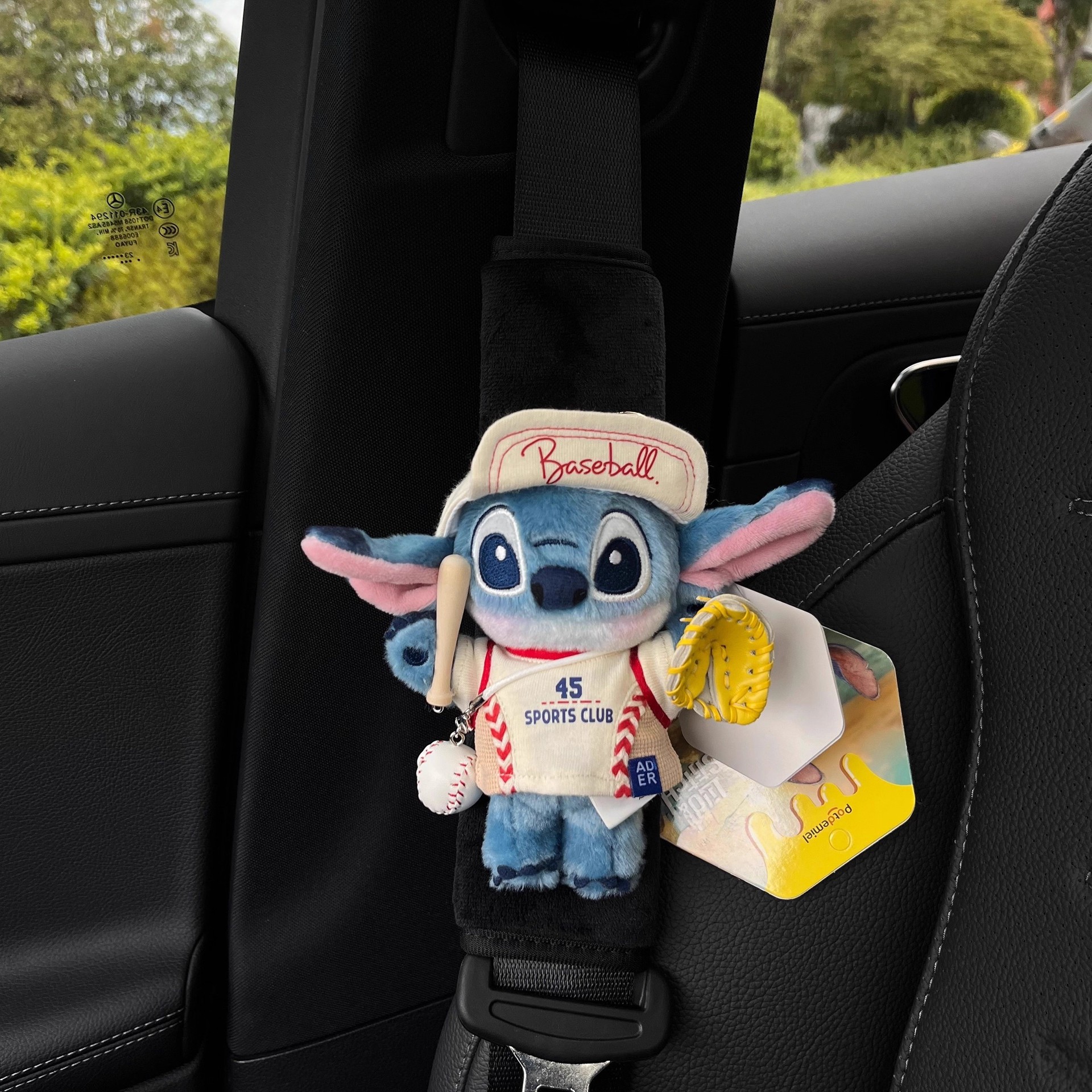 Genuine Baseball Stitch Seat Belt Shoulder Cover Stitch Car Interior Decoration Doll Ornament Female Gift