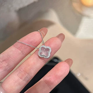 气质白玉髓四叶草项链女轻奢高级感锁骨链小众时尚简约百搭颈链