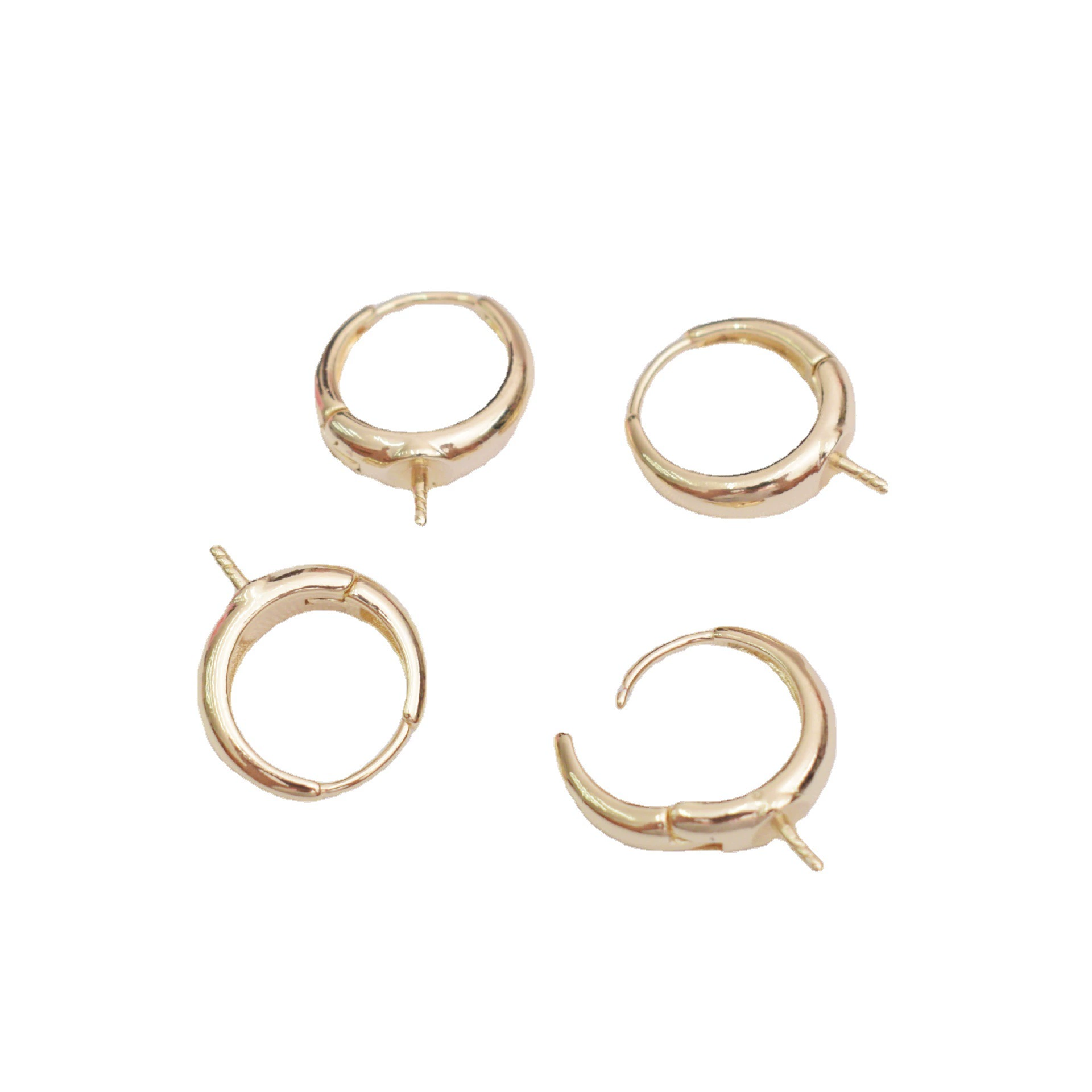 Серьги латунные гипоаллергенные, покрытие 14k золото, корейский стиль, 15 мм, экологичная отделка