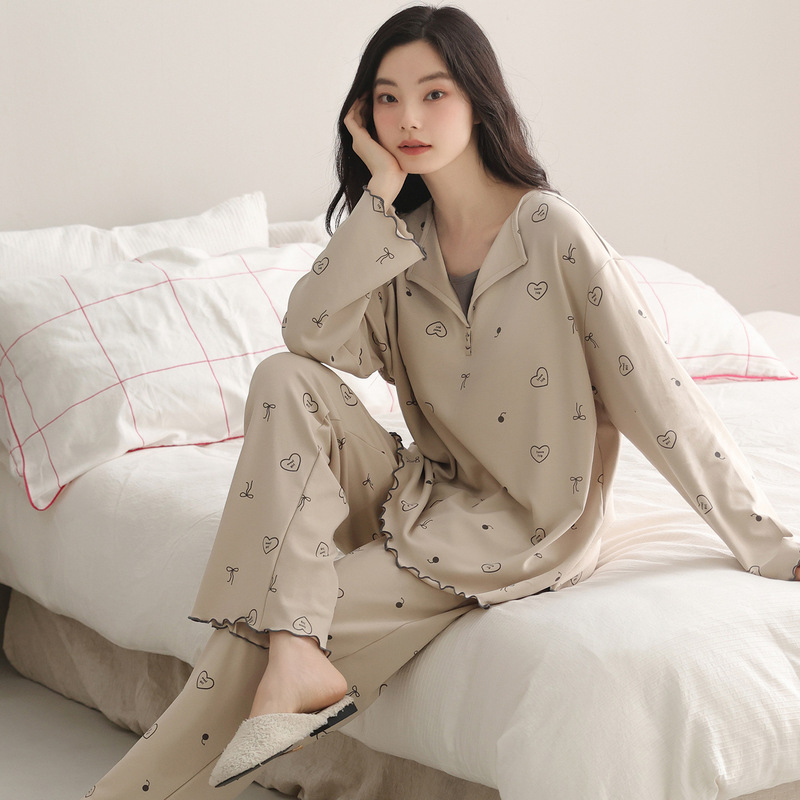 爽棉睡衣女款春秋款女2025新款纯棉可外出女士长袖秋季条纹家居服|undefined