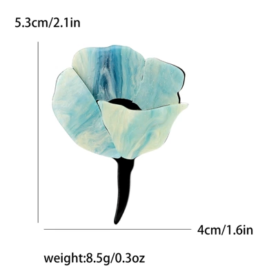 Acrylic Enamel Rose Brooch: Yaxa sancaqları - lake-blue-4325-bl1