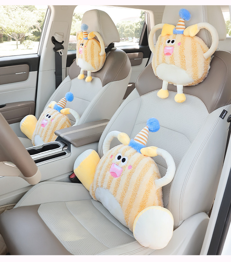 Car Headrest Waist Cushion suit Creative Cushion Cartoon Plush Female Neck Waistrest Car Supplies Headrest