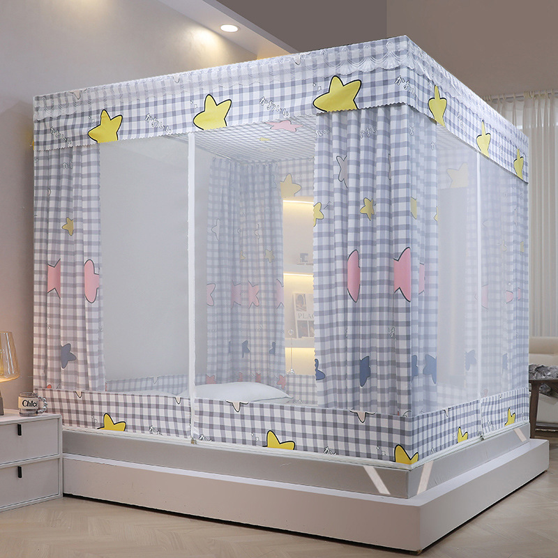 Mosquito Net Household 2025 New Style Integrated Bracket with Bed Curtain Shading Closed Bed Curtain Children's Drop-resistant Bedroom Pattern Account