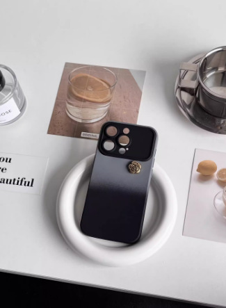 TPU gris negro degradado + Camelia tridimensional + LF