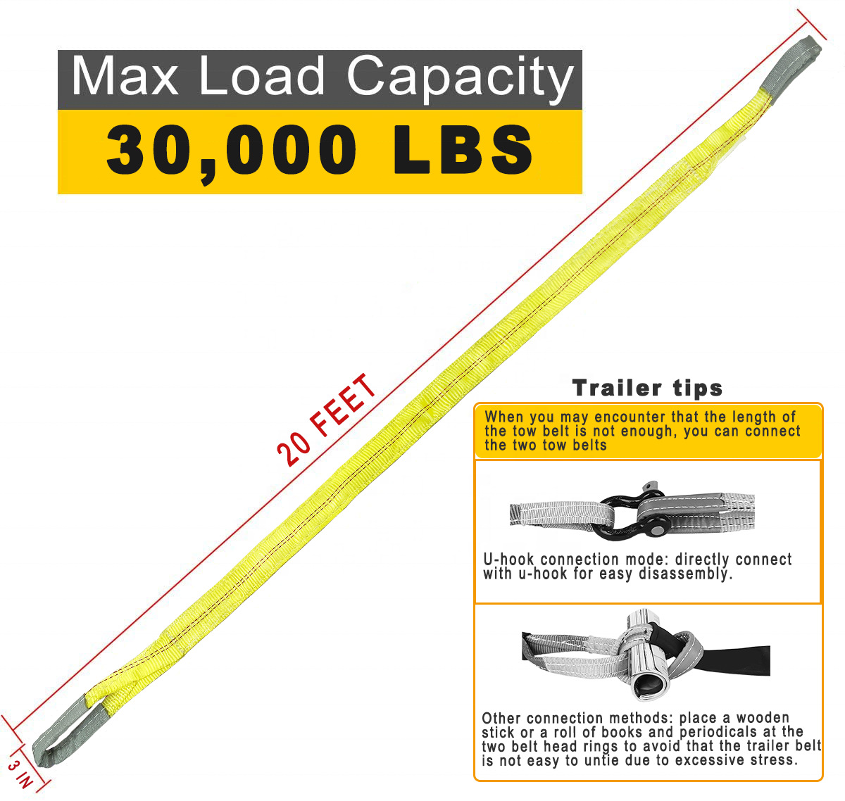 High Quality Double Layer Thickened Trailer Rope Traction Belt Car Towing Handbag