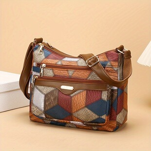 P 64078 Women's Color Block Crossbody Bag ײɫб��� ��