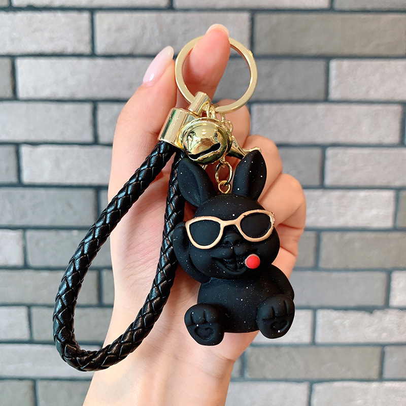 Moda fresco resina cachorro llavero conejito oso muñeca colgante bolso del coche adornos pequeño regalo