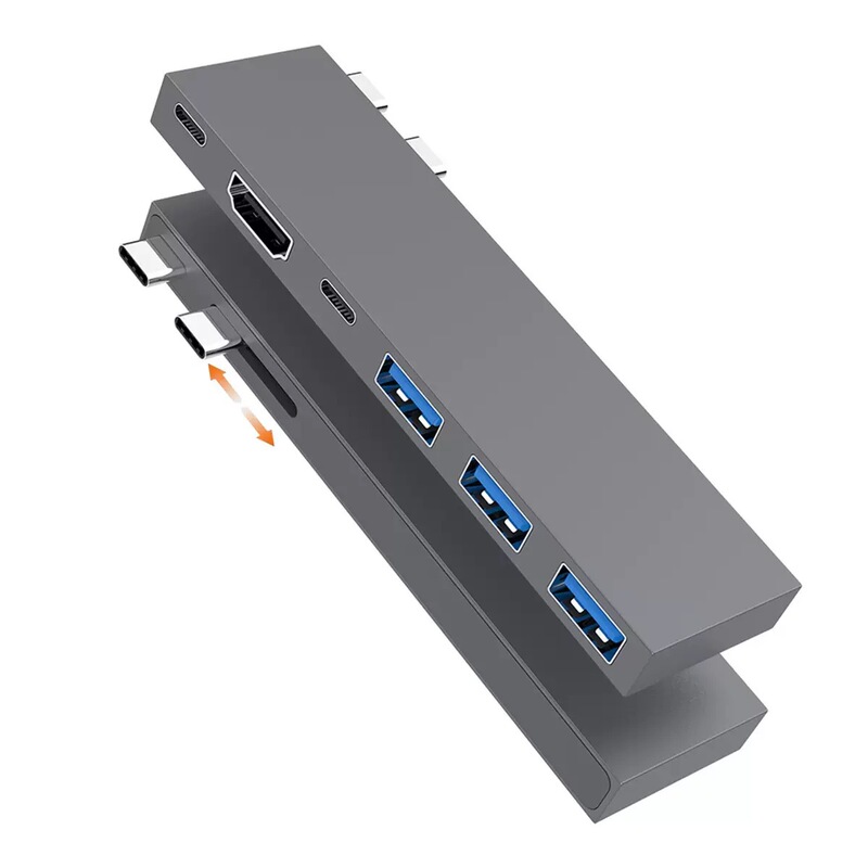 Double-Head Type-Chub Suitable for Huawei, Dell, Lenovo USB C High-Speed Transmission Laptop 6-in-1 Docking Station