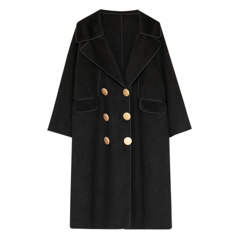 Abrigo de Lana de Doble Botonadura para Mujer de Nailon para Invierno