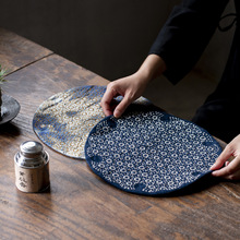 禅艺堂复古老土布刺子绣茶垫手工布艺隔热香道席茶席禅艺茶道配件