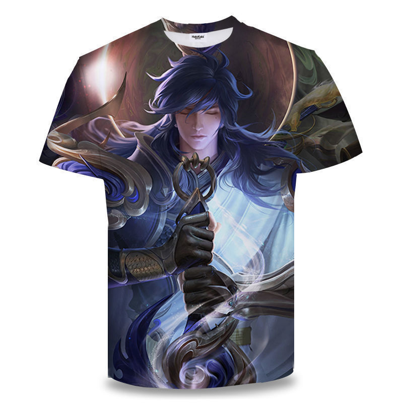 Camiseta de manga corta con estampado digital bidimensional de verano 3d verano para adolescentes y niños juego de gloria para hombres