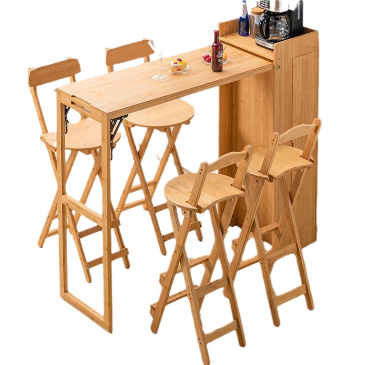 Mesa de Bar plegable de madera maciza de estilo japonés, gabinete de comedor de ratán Partición doméstica integrada mesa de comedor multifuncional mesa de isla retráctil
