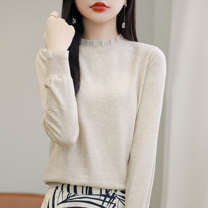 Autumn And Winter Round Neck Sweater Women's Pullover Long Sleeve Loose Base Knitted Sweater Solid Color Top