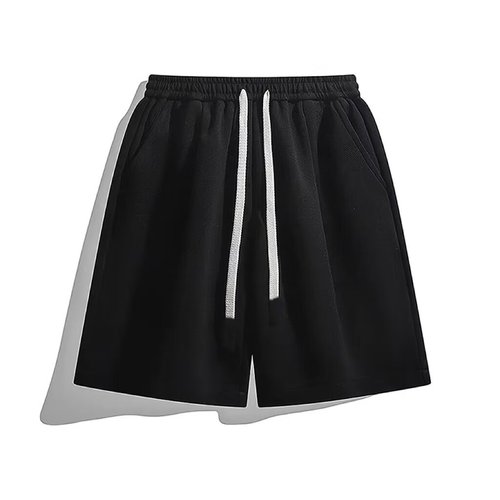 Heavy-duty American-style solid color casual summer shorts for men, casual sports pants, 5-inch drawstring loose 5-inch pants
