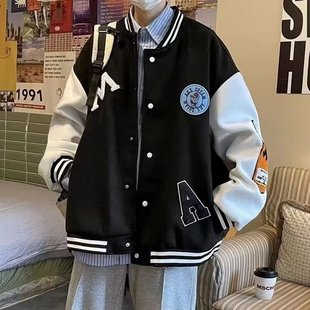 Black Badge Hip Hop Baseball Uniform Jacket Men's Spring and Autumn New Retro Letter Embroidery Bomber Casual Jacket