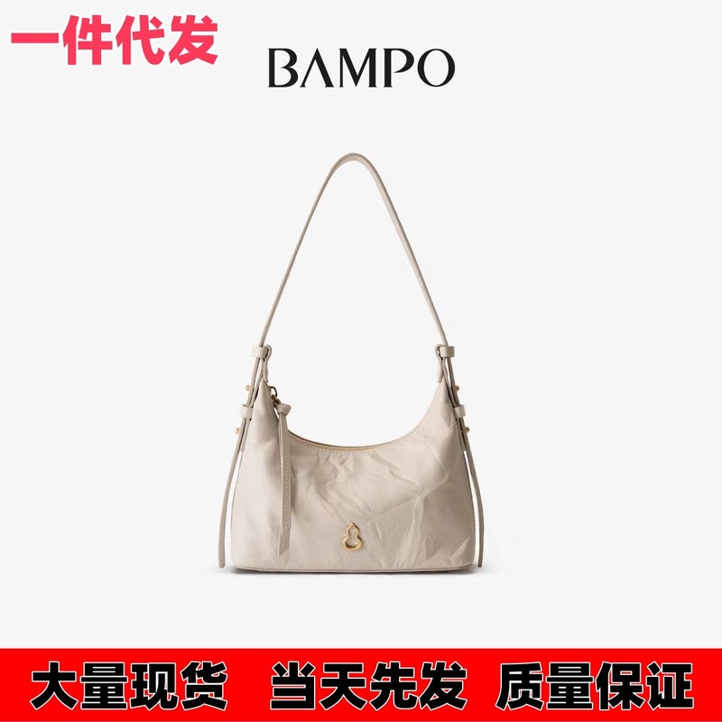BAMPO ハンプー金元 HOBO バッグ第一層牛革脇の下バッグ小さなバッグ 2025 新しい質感ソフトレザークロスボディバッグ|undefined