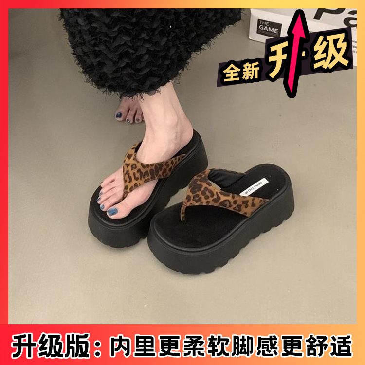 松糕厚底夹脚人字拖女高跟时尚凉拖鞋女夏外穿新款沙滩夹趾凉鞋子|undefined