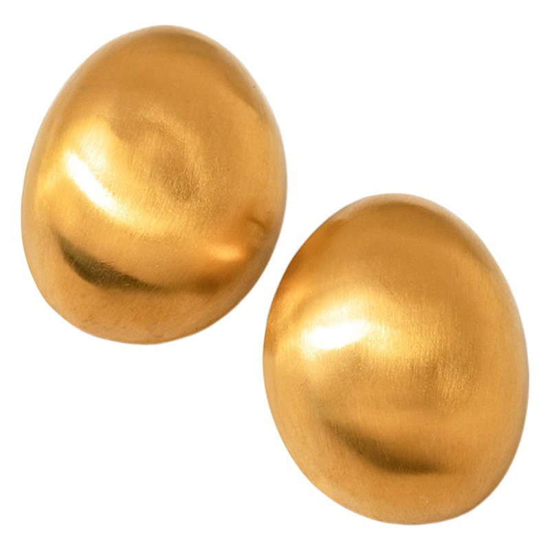 Europa y América 18K de oro de acero inoxidable esmerilado cepillado pendientes ovales pendientes ins Internet celebridad de alto grado pendientes simples