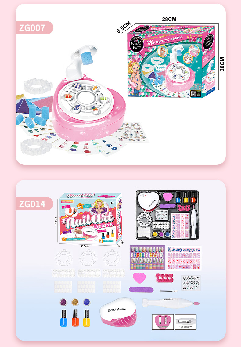 Cross-border Children's Cosmetics Set Vanity Beauty Nail Station Pretend Play DIY Toy Gift Box Wholesale Custom