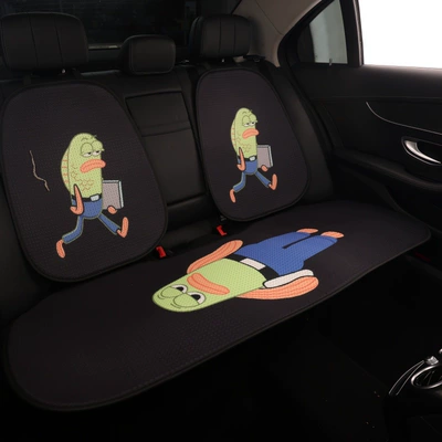 Spongebob Cartoon Car Seat Cushion, Seat cushion, seat cover - working-fish-back-row-three-piece-set-printed-4-color-bichburg