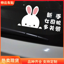 反光卡通大白兔动物文字新手实习女司机宝宝孕妈妈提醒汽车车贴