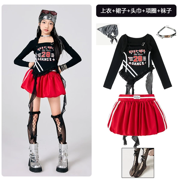 Black red cloak, scarf, choker, lace tights, lifting effect