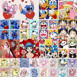 数字油画diy儿童手绘四宫格填色画卧室装饰画现代简约儿童卡通