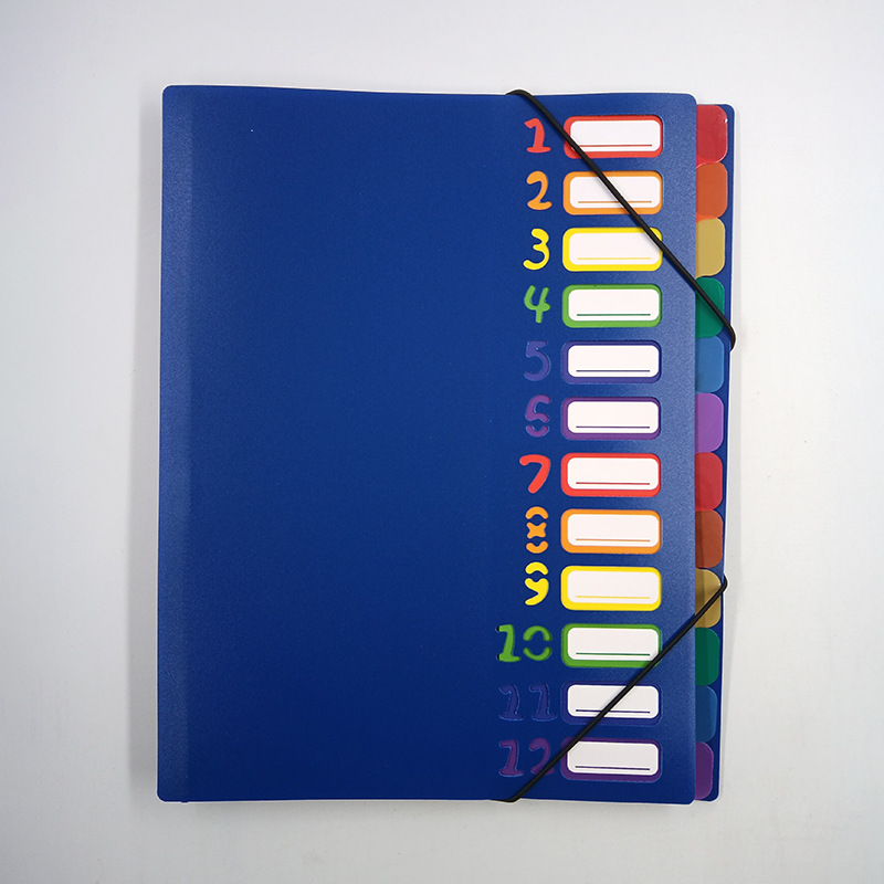 Carpeta de almacenamiento de cuerda de encuadernación de clasificación arcoíris de múltiples capas a4