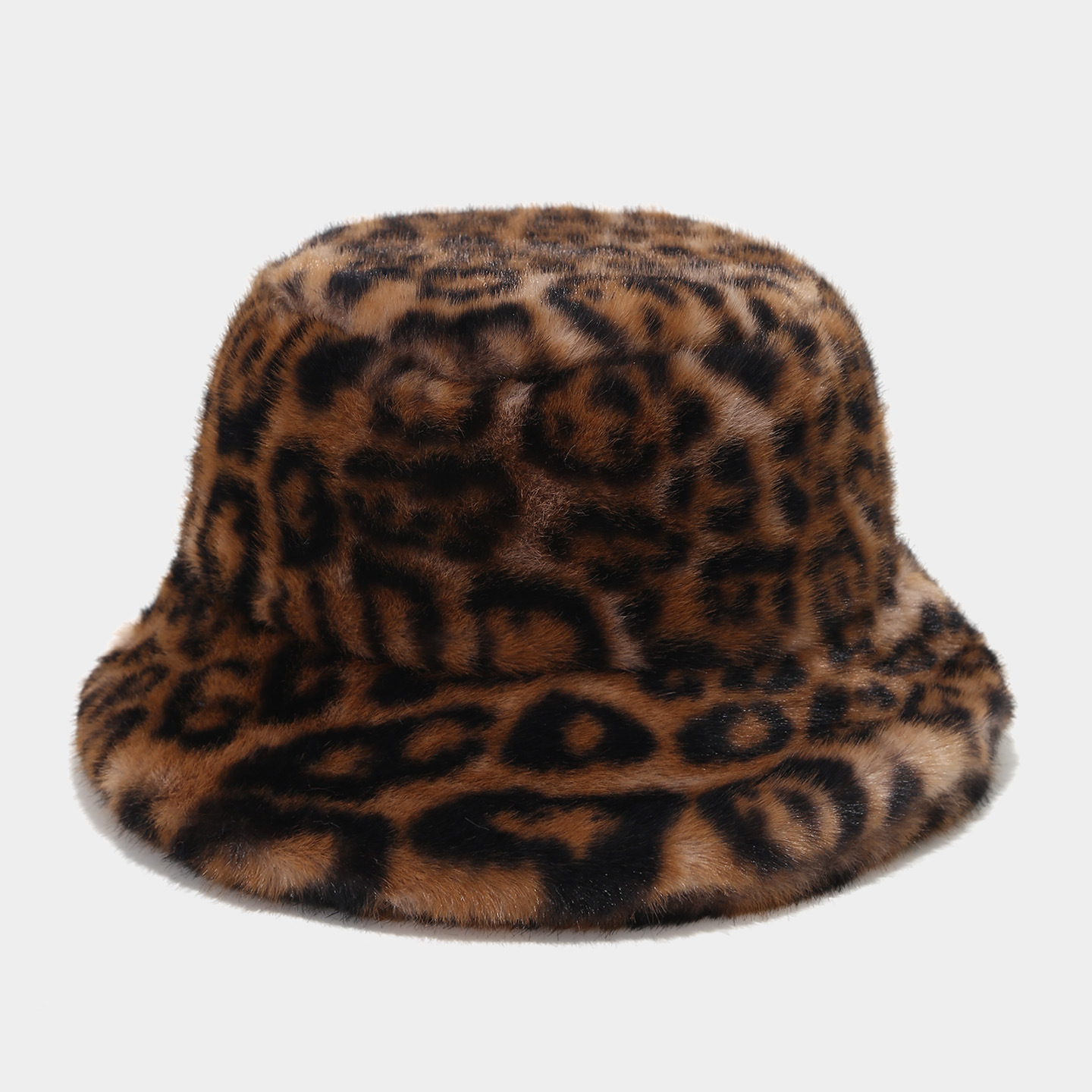 Otoño y invierno sombrero de pescador de moda femenina de estilo americano estampado de leopardo grueso calentamiento sombrero callejero de moda roja imitación sombrero de lana de visón