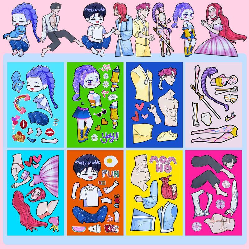 【高清升级】KPOP猎魔女团恶魔男团换装贴纸Youridol动漫电影装饰|undefined