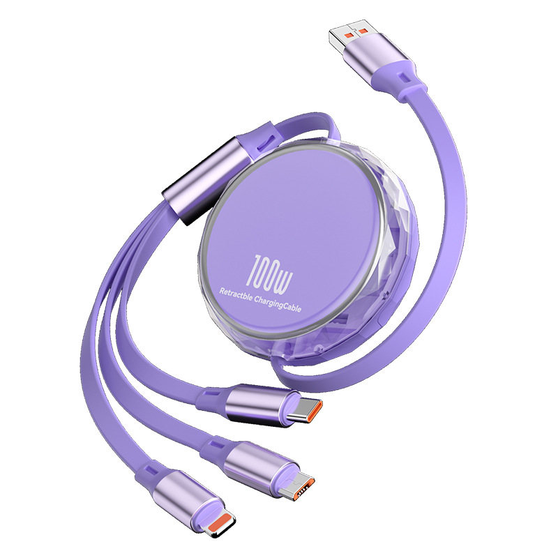 흥성하다 100W 3in1 신축 충전 케이블 USB C타입 라이트닝 마이크로 1.2m