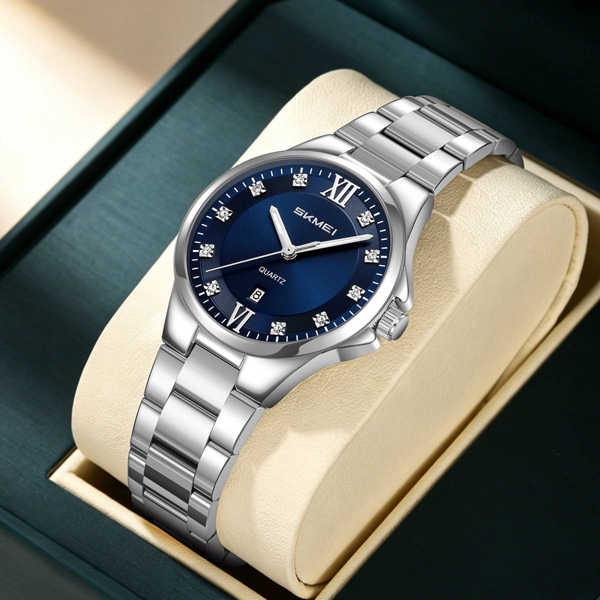 Momento Meimei oro diamantes damas reloj de cuarzo 30 metros calendario impermeable reloj de negocios mujer fuente de fábrica transfronteriza al por mayor