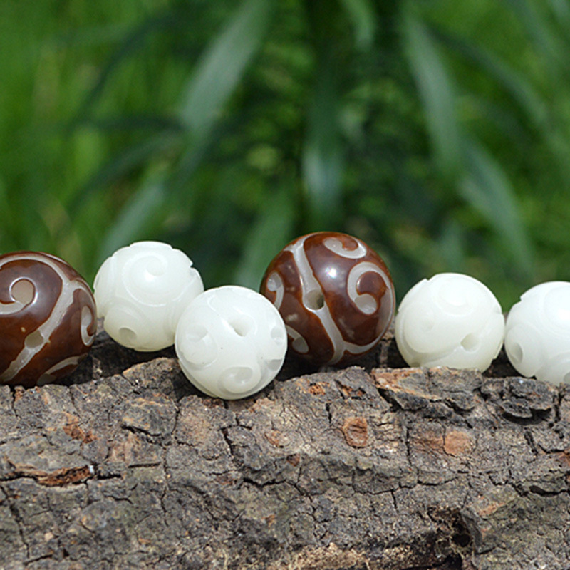 菩提根回纹珠雕刻祥云散珠隔珠莲花配件吊坠佛珠diy