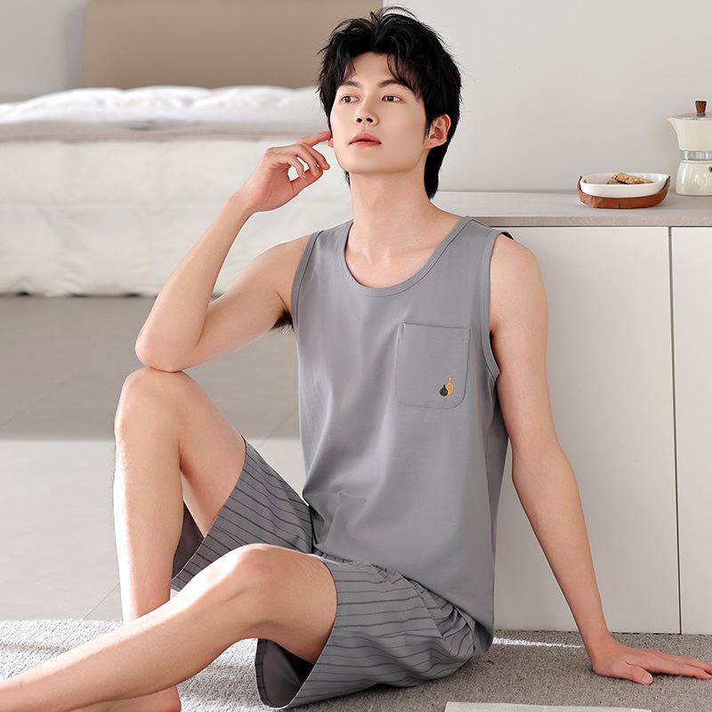 Men's Pajamas Summer Modal Thin Sleeveless Vest Home Clothes Casual Dad Loose Plus Size Can Be Worn Outside