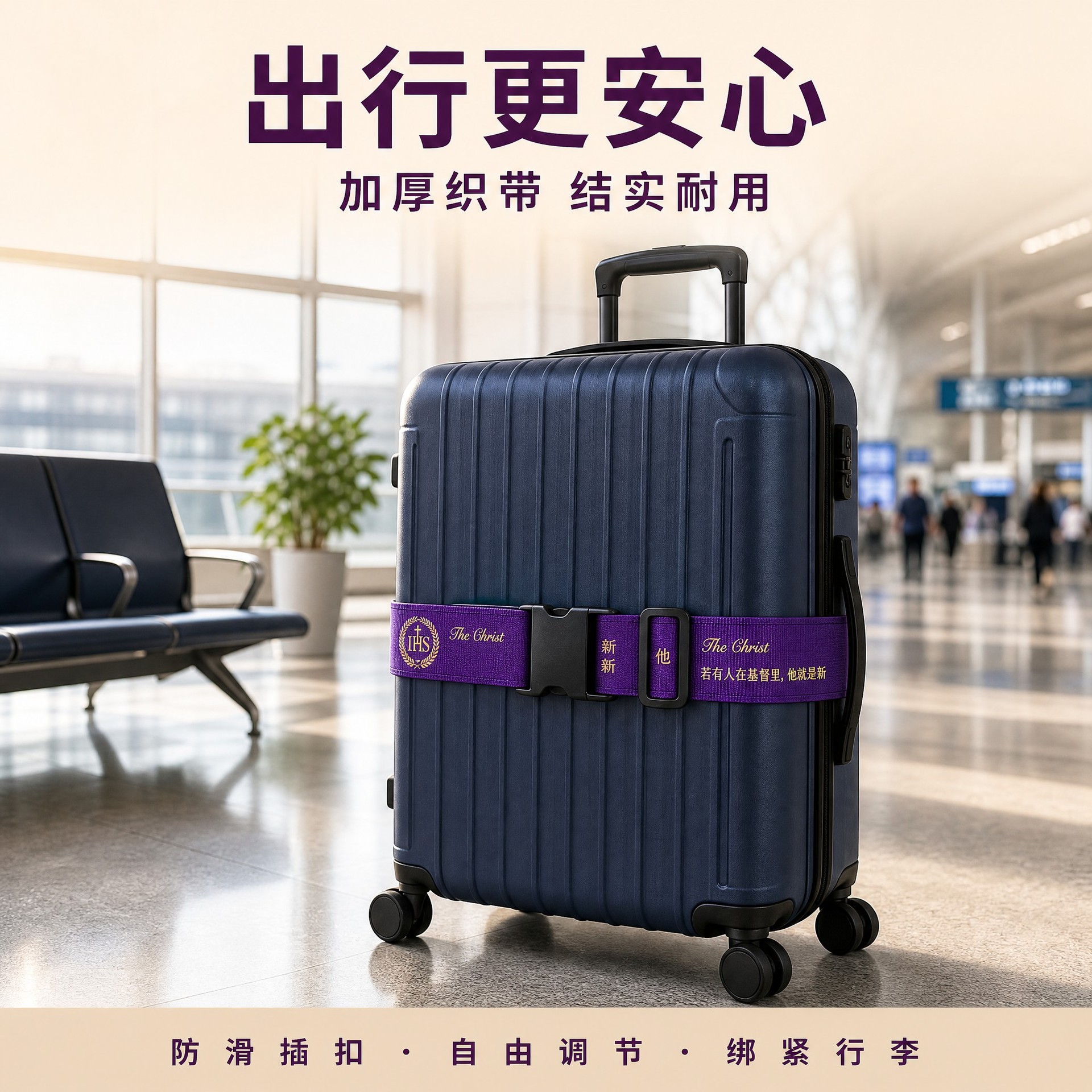 Factory direct sales: thickened, adjustable nylon luggage straps with a cross design to prevent items from falling out. Perfect for business trips, travel, and as a gift