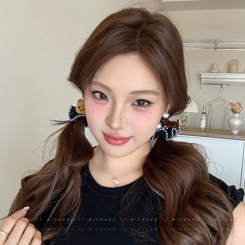 韩系可爱卡通小熊小狗发圈女高弹力耐用扎头发绳马尾头绳发饰皮筋|undefined