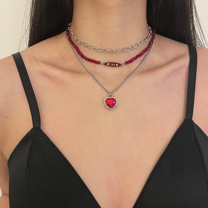 30g Weight Alloy Pendant Material Vacation Classic Style Heart Shape Alloy Layered Necklaces Wholesale