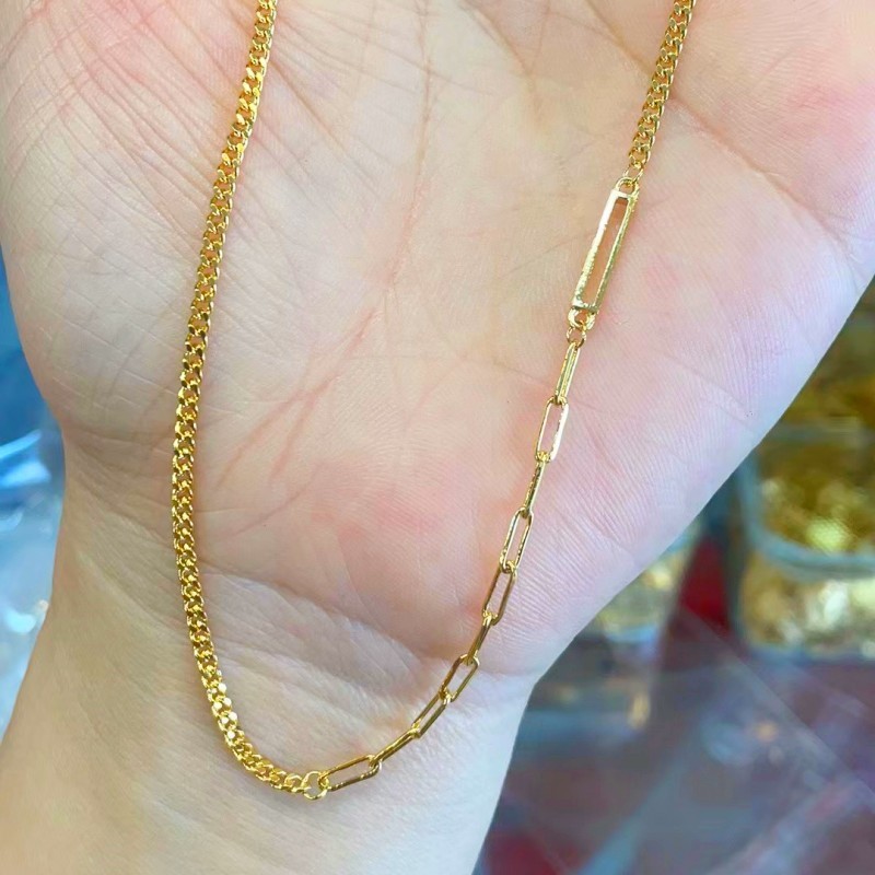 Collar de oro arena de vietnam para mujer cadena de clavícula_voghion.com
