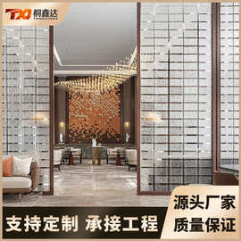 现代简约网红长虹玻璃隔断墙入户屏风客厅轻奢铁艺不锈钢创意玄关