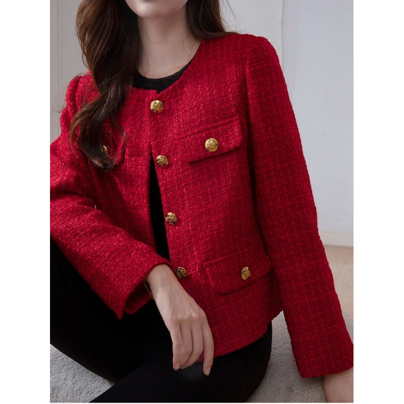 Tweed Style Jacket Women's Autumn and Winter New Style Ladylike Tweed Short Jacket Top
